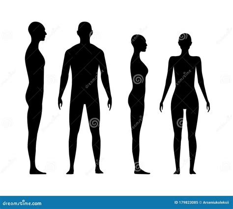 Front And Side View Human Body Silhouettes Cartoon Vector Sexiz Pix