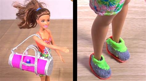 6 Diy Barbie Miniatures Shoes Boots Accessories Gym Bag Youtube