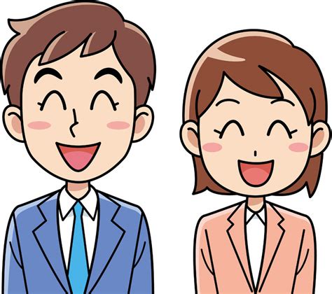 無料イラスト 笑顔の男女の会社員 パブリックドメインq：著作権フリー画像素材集