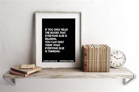 Haruki Murakami Quote Print In Black White Book Lover Gift Wall Art