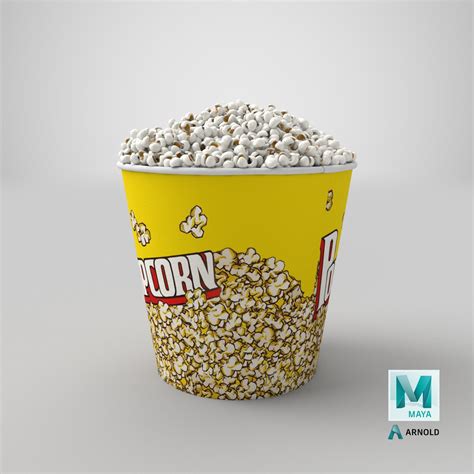 Big Popcorn Bucket Popped Model Turbosquid 1408762