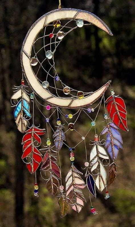 Crescent Moon Dream Catcher Mosaic Stained Stained Glass Designs