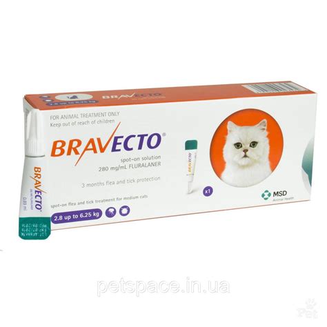 Bravecto Spot-On Для Кошек Весом 2,8 кг – 6,25 кг Бравекто Спот-Он От ...