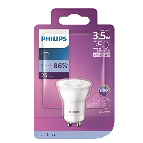 Lâmpada Led Philips Mini Dicróica Mr11 3 5w Luz Branca Fria Bivolt Base