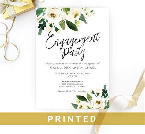 Elegant Engagement Party Invitations White Flowers | Etsy