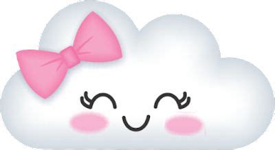 A White Cloud With A Pink Bow On It S Head And Eyes Drawn In The Clouds