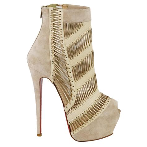 Christian Louboutin Nude And Black Lace Pumps For Sale At StDibs