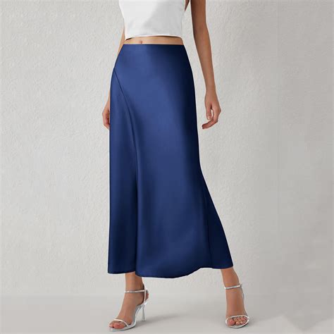 Gulubin Long Leather Skirts For Women Winter Womens Satin Midi Skirts