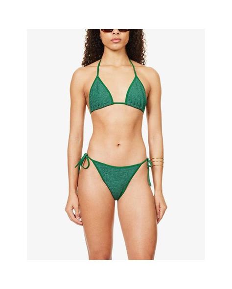 Hunza G Gina Crinkled Texture Bikini In Green Lyst