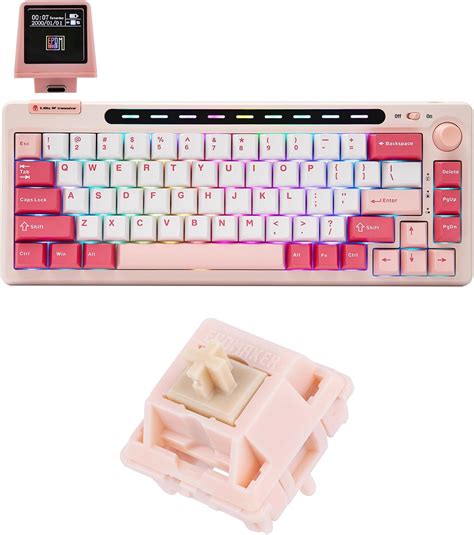 Amazon EPOMAKER RT65 Wireless Gaming Keyboard With Mini Display And Joystick 35 PCS Nude