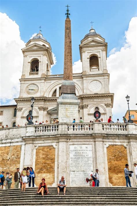 Santissima Trinita Dei Monti Church And Ancient Obelisk In Rome