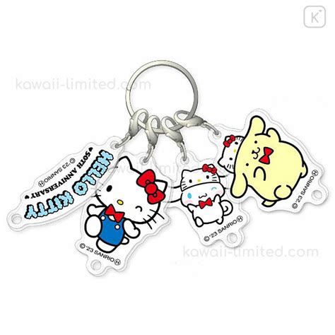 Japan Sanrio Acrylic Keychain Hello Kitty 50th Anniversary Cinnamoroll Pompompurin Kawaii