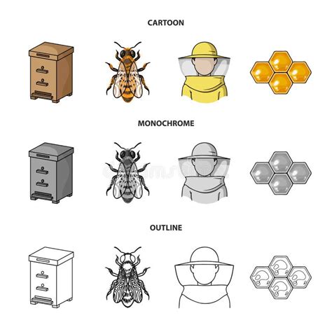 La Abeja El Apicultor En La Máscara El Panal De La Miel Iconos