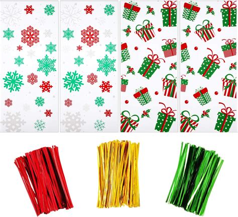 Boao 100 Pcs Christmas Sweet Cone Bags 125 X 275cm Clear Bags For Sweets Sweet