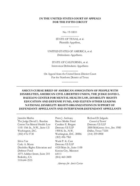 Fillable Online Amicus Brief In 5th Circuit Aca Appeal Fax Email Print