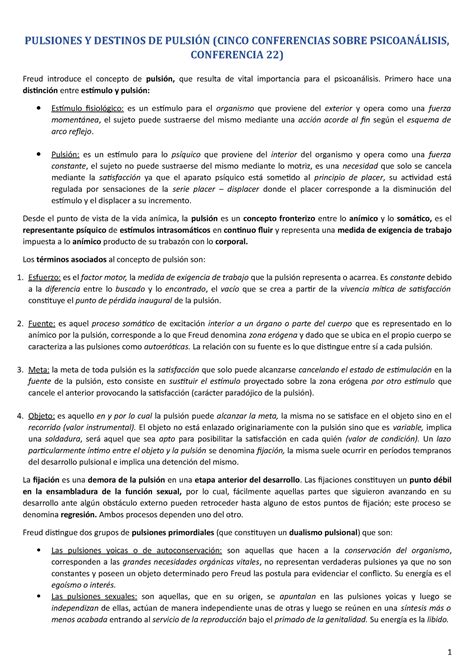 Psicoan Lisis Do Parcial Pulsiones Y Destinos De Pulsi N Cinco