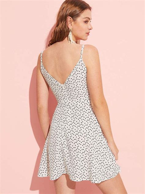 Surplice Wrap Double V Neck Polka Dot Boho Mini Dress Boho Mini Dress