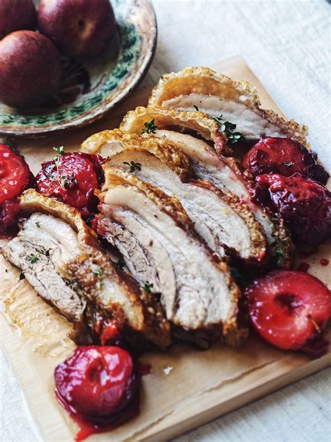 Spiced Pork Belly With Roasted Plums Montague