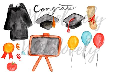 Watercolor Graduation Clipart Watercolor Graduation Clip Art Graduation Clip Art