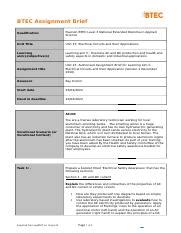 Unit Authorised Assignment Brief For Learning Aim C Electrical