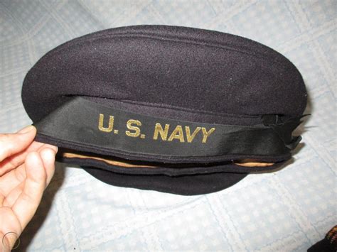 Old Vtg 1940s Wwii Us Navy Usn Flat Hat Crackerjack Flat Cap Nice