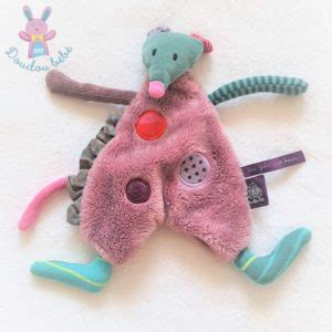 Doudou Plat Souris Violet Mauve Bleu Les Jolis Pas Beaux Moulin Roty