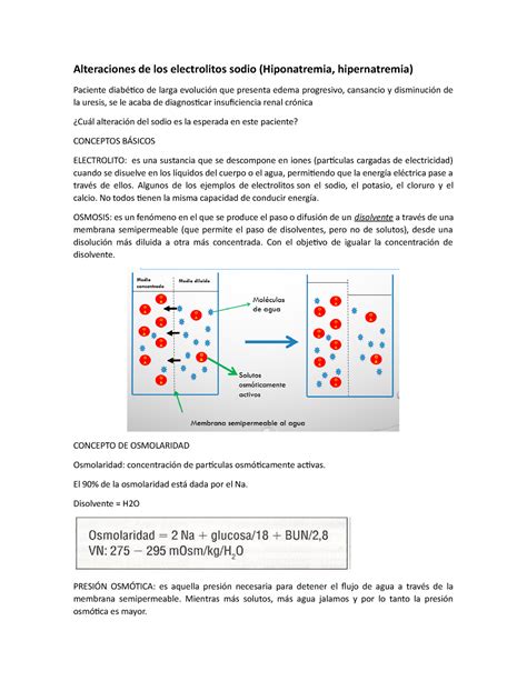 Repaso de examen guía de estudio Alteraciones de los electrolitos