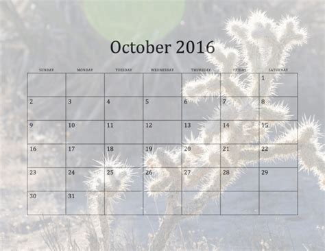 2016 October Monthly Calendar Free Stock Photo Public Domain Pictures