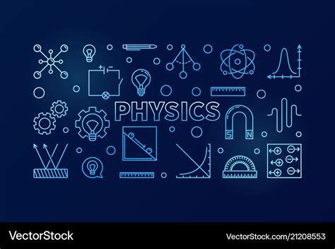 Physics blue horizontal banner science Royalty Free Vector