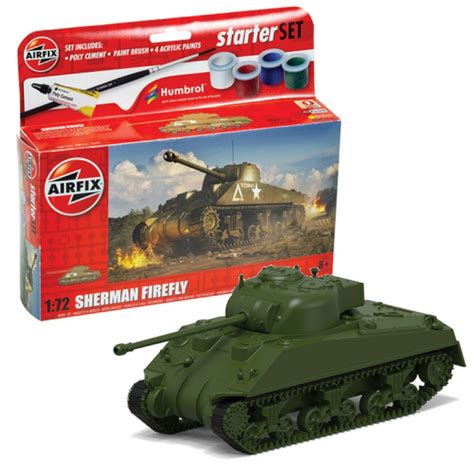 Airfix 1 72 Sherman Firefly Tank Model Starter Set With Paints