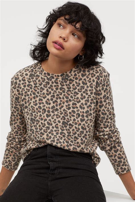 Patterned Sweater Light Beigeleopard Print Ladies Handm Us