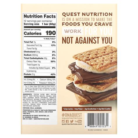 Quest Nutrition Protein Bar S Mores 12 Bars 2 12 60 G Each