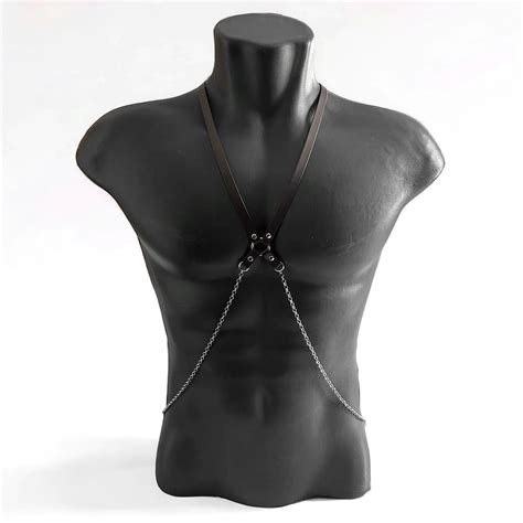 Harness Corrente De Prata E Couro Body Chain Arreio Busto Ma