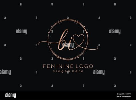 BI Handwriting Logo With Circle Template Vector Logo Of Initial Wedding