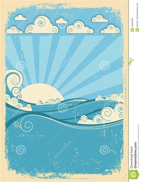 El Mar Agita En D A Del Sol Vendimia Ilustraci N Del Vector