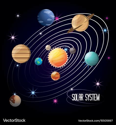 Solar system in the universe galaxy Royalty Free Vector