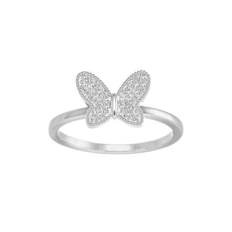 Swarovski Field Butterfly White Tone Crystal Ring Size 7 Borsheims