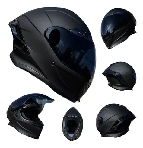 Casco Para Moto Negro Mate Integral Certificado Deportivo