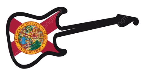 Florida Electric Flag Guitar Illustration Metal Isolated On White