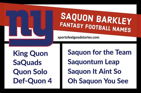 Saquon Barkley Fantasy Football Names (Funny Ideas - 2024)