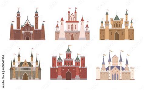 Fairytale Medieval Castle Set Of Medieval Castles Fortresses And