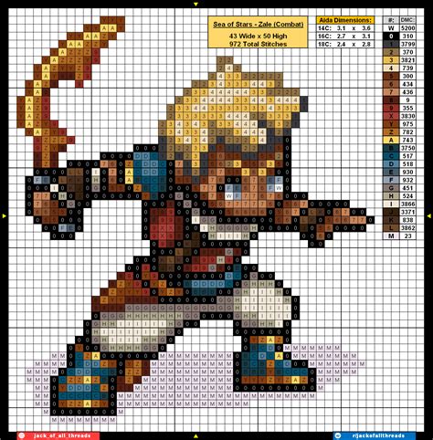 Sea Of Stars Zale Sprite Graph Cross Stitch Pattern 3 Poses R