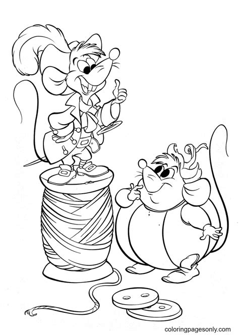 Gus And Jaq Cinderella Coloring Page Free Printable Coloring Pages