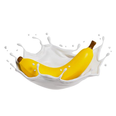 Banana Splash Milk Isolated 3D Render Illustration 19908122 PNG