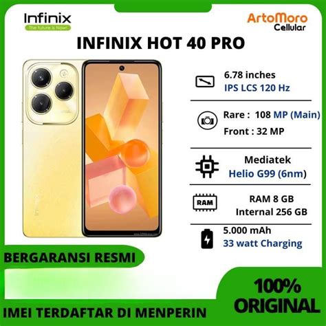 Jual Infinix Hot 40 Pro 8 256gb Mediatek Helio G99 100mp Camera 5000