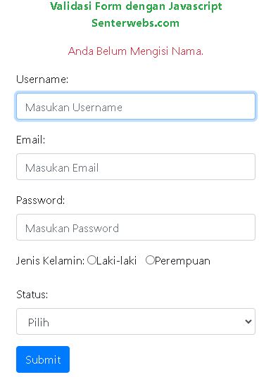 Validasi Form Dengan Javascript