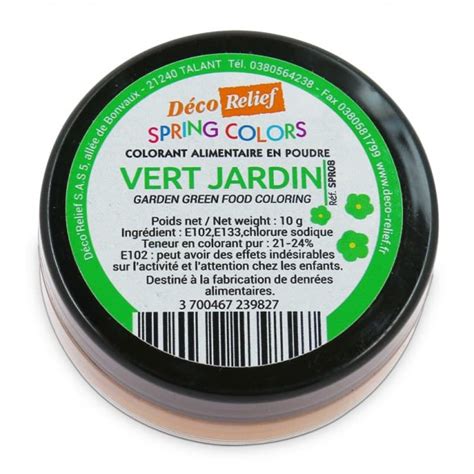 Colorant Alimentaire Hydrosoluble En Poudre Vert Jardin G