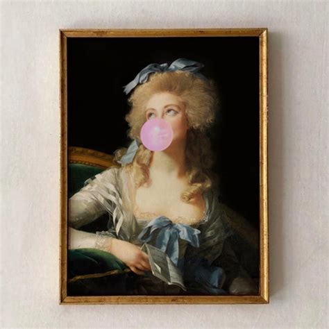 Bubblegum Portrait Funny Altered Art Rococo Decoreclectic Etsy