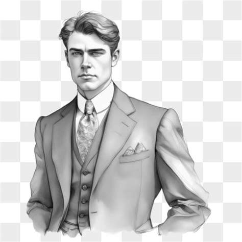 Download Elegant Man In Suit And Tie Sketches Online Creative Fabrica