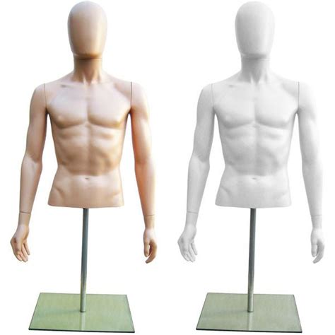 Mn 247 Plastic Half Body Male Upper Torso Countertop Mannequin Form Wi